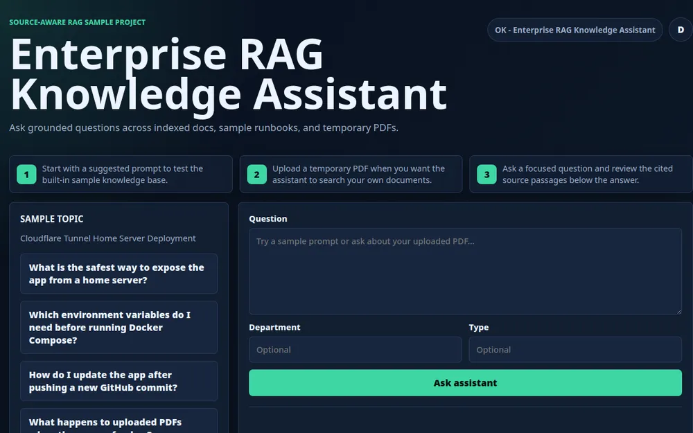 Preview of Enterprise RAG Knowledge Assistant
